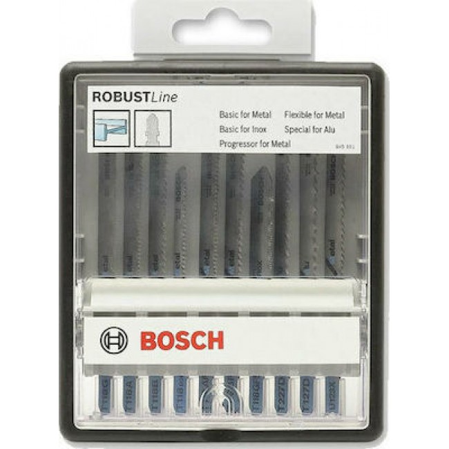 Σετ πριονολαμες σέγας BOSCH ROBUST LINE Μετάλλου (10 Τεμάχια)
